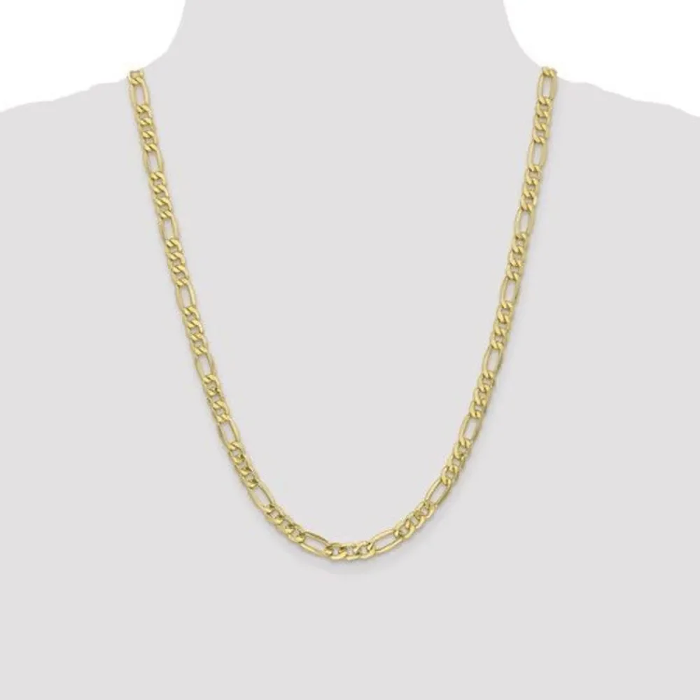 10K Gold 6mm wide Solid Figaro Chain, 24 inches long